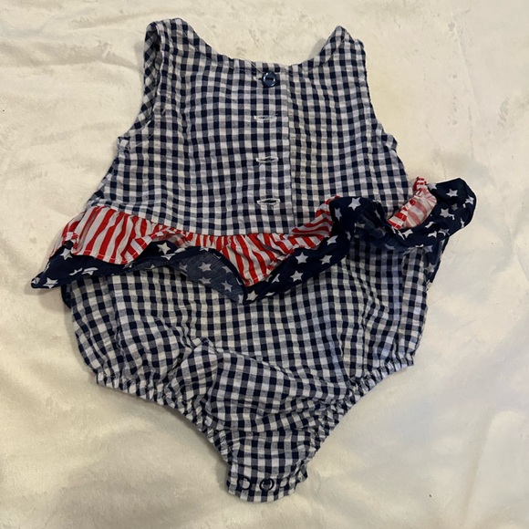 3 month red white blue gingham  iris & ivy onsie - Picture 4 of 4